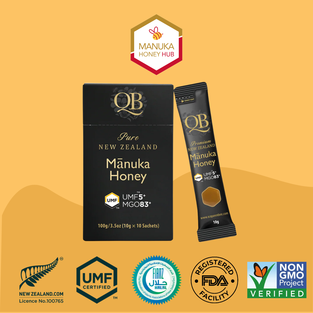 QB Manuka Honey Sachets UMF 5+ MGO 83+ | HALAL Certified | Pure New Zealand | Ready Stock MY